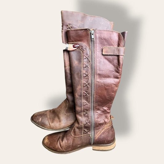 Brown Leather Knee High Boots