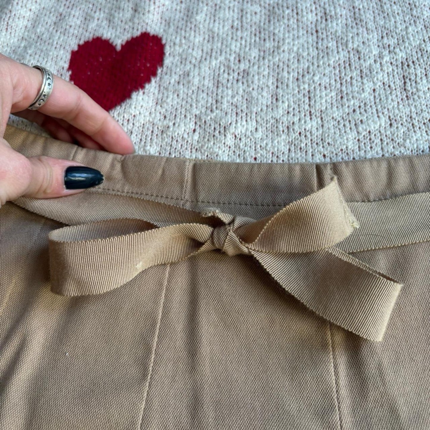 Tan Pleated Midi Skirt