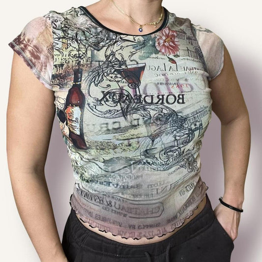 Wine Mesh Graphic T-Shirt