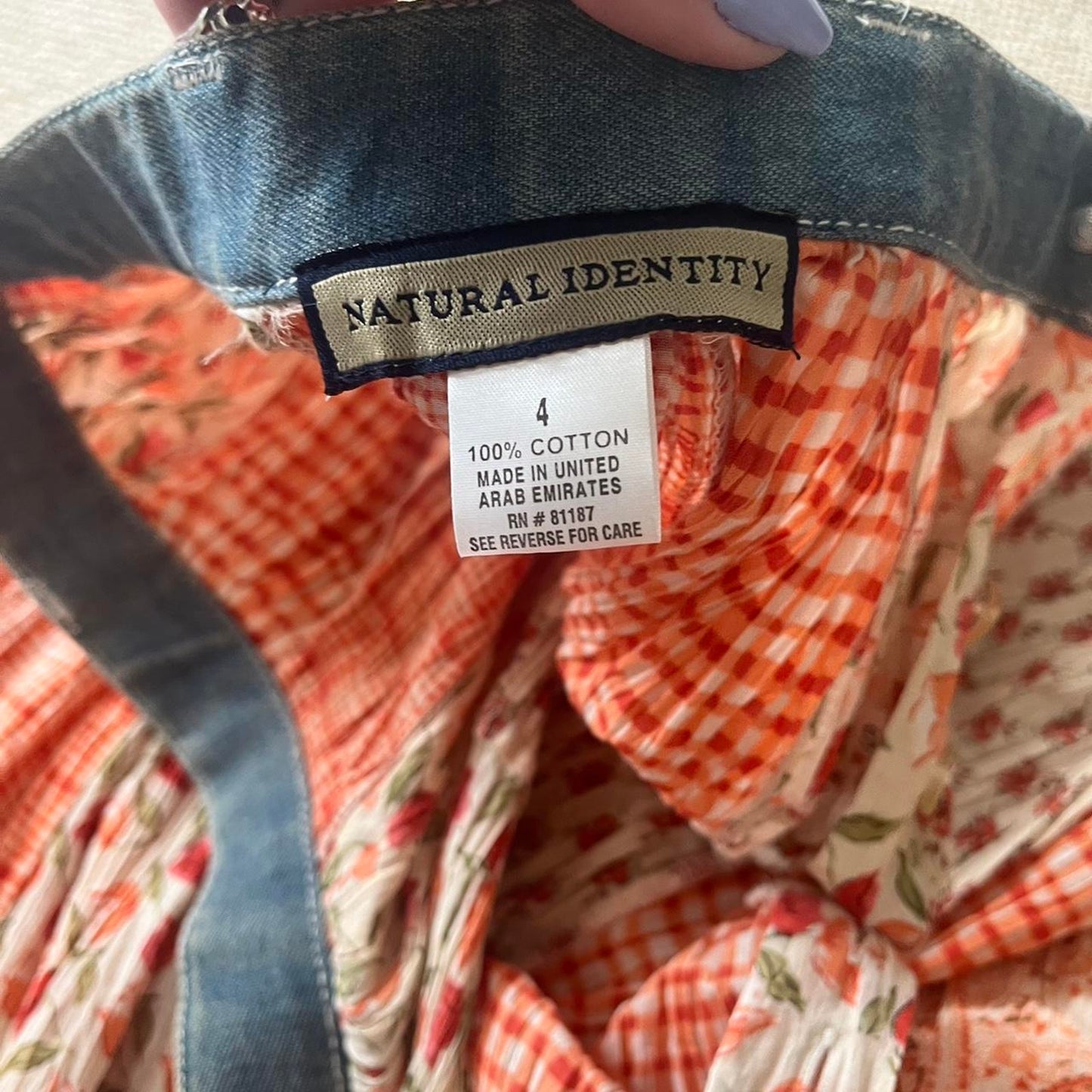 Orange Floral & Denim Maxi Skirt
