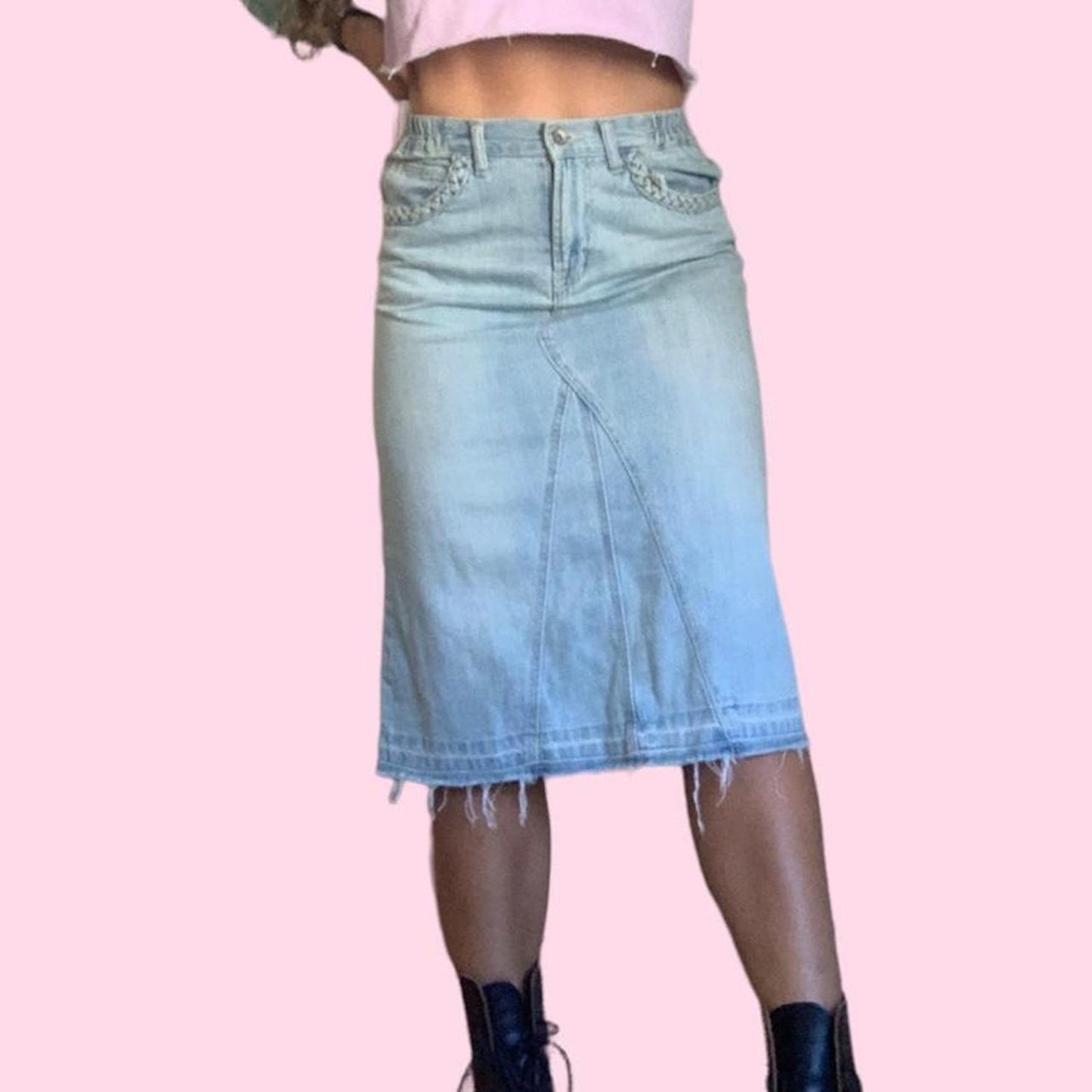 Midi denim skirt