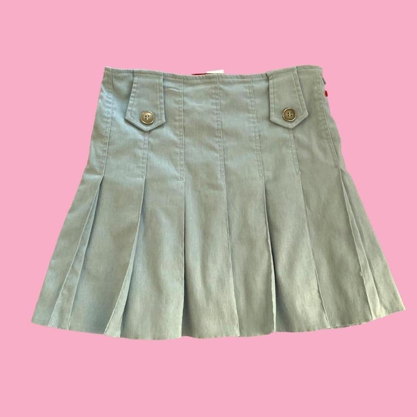 Pleated Blue Mini Skirt