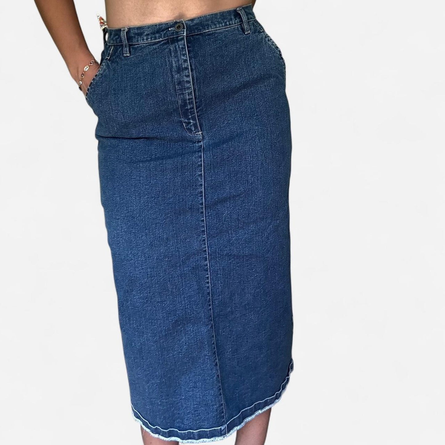 Dark Wash Denim Maxi Skirt