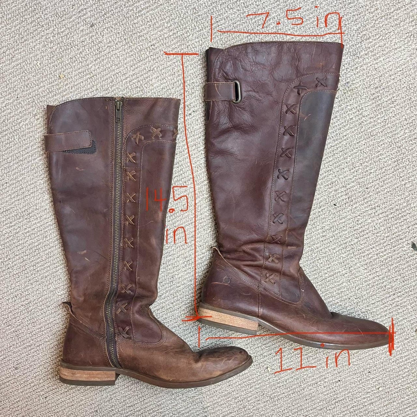 Brown Leather Knee High Boots