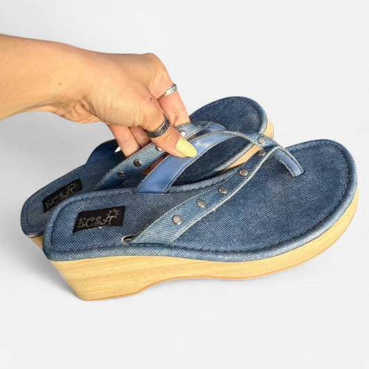 Y2k Denim Platform Sandals