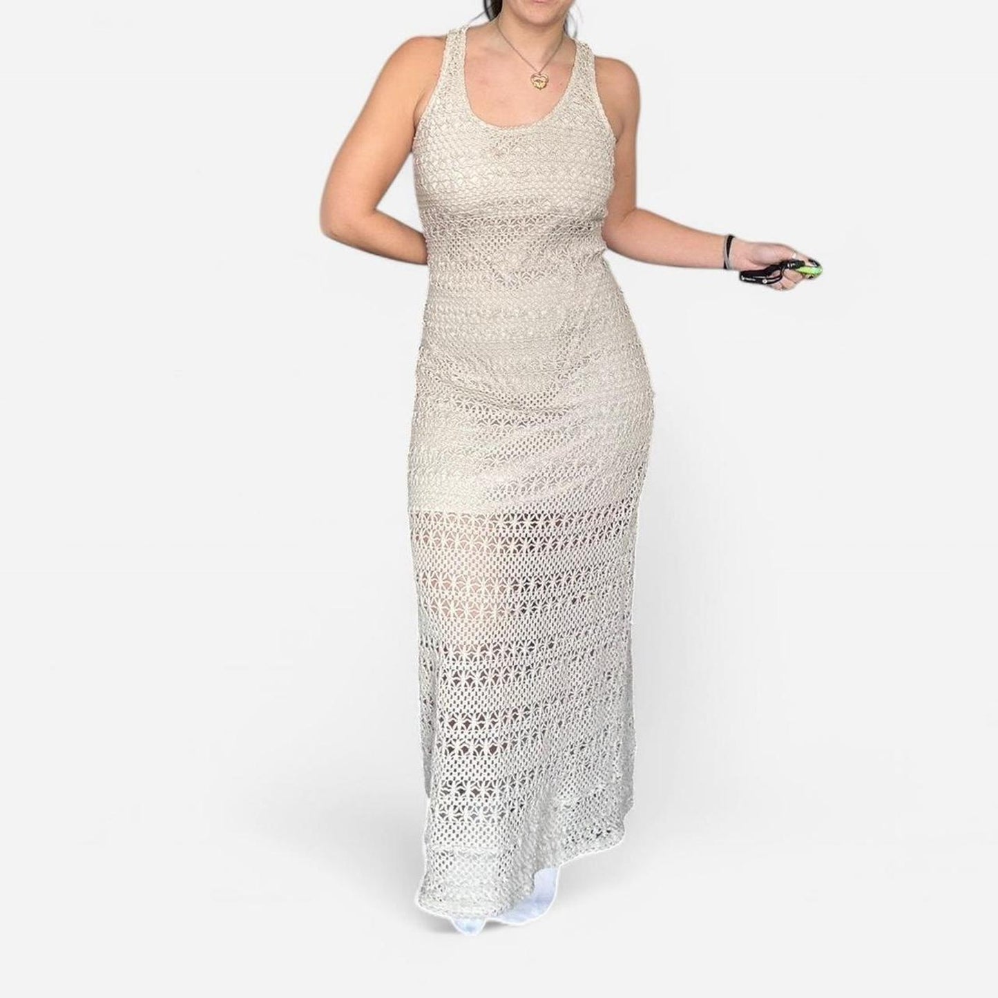 Cream Crochet Maxi Dress
