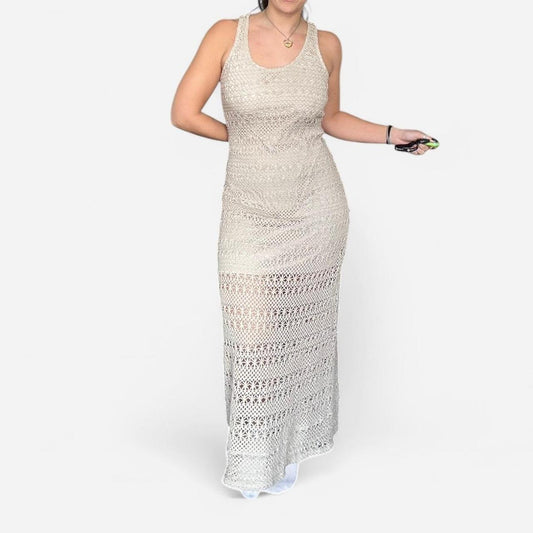 Cream Crochet Maxi Dress