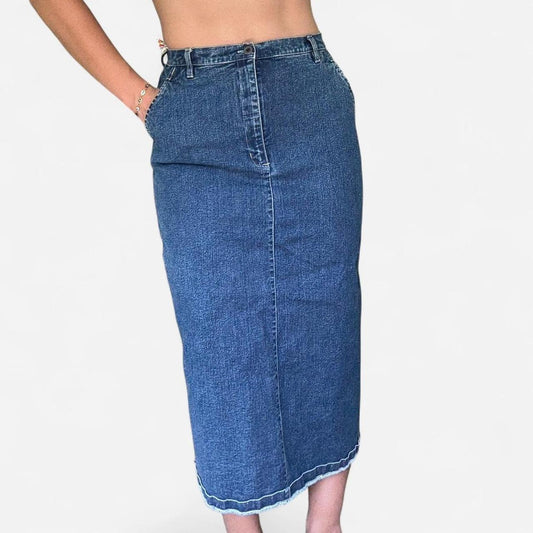 Dark Wash Denim Maxi Skirt