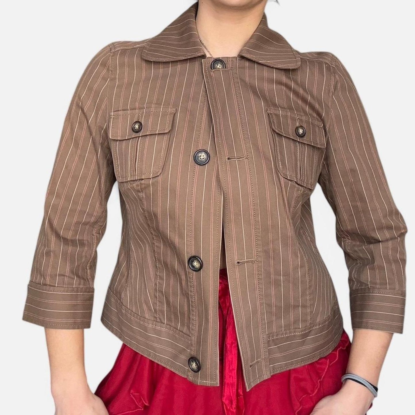 Striped  Button Up Jacket