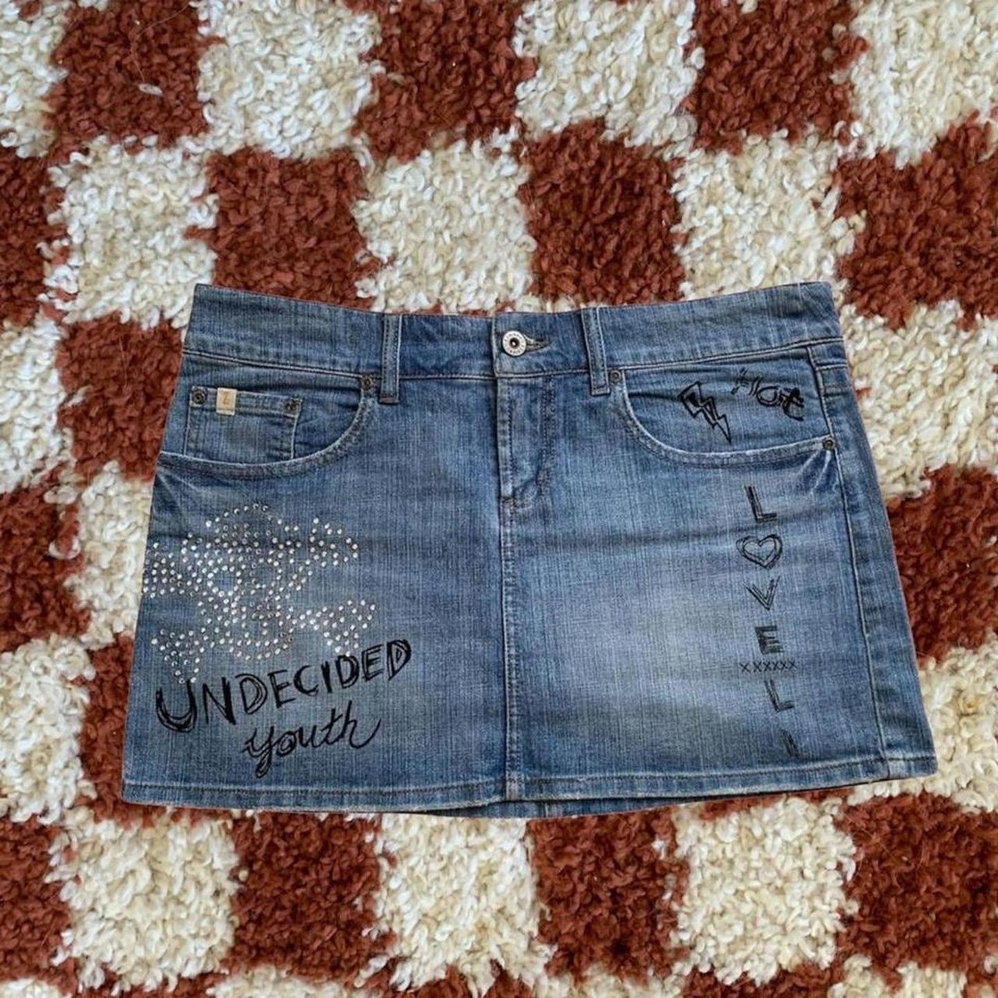 Graphic Denim Mini Skirt