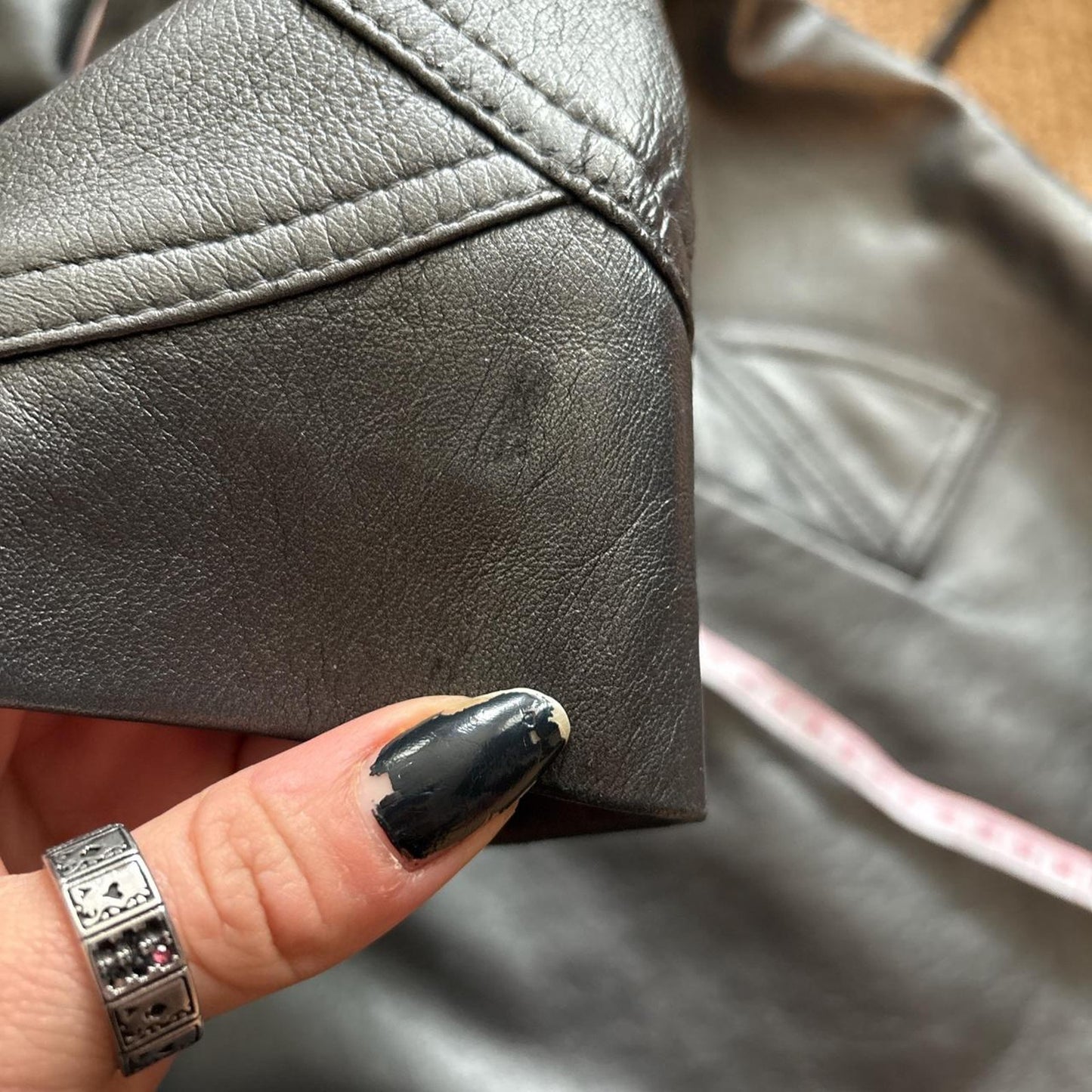 Silver Metallic Leather Coat
