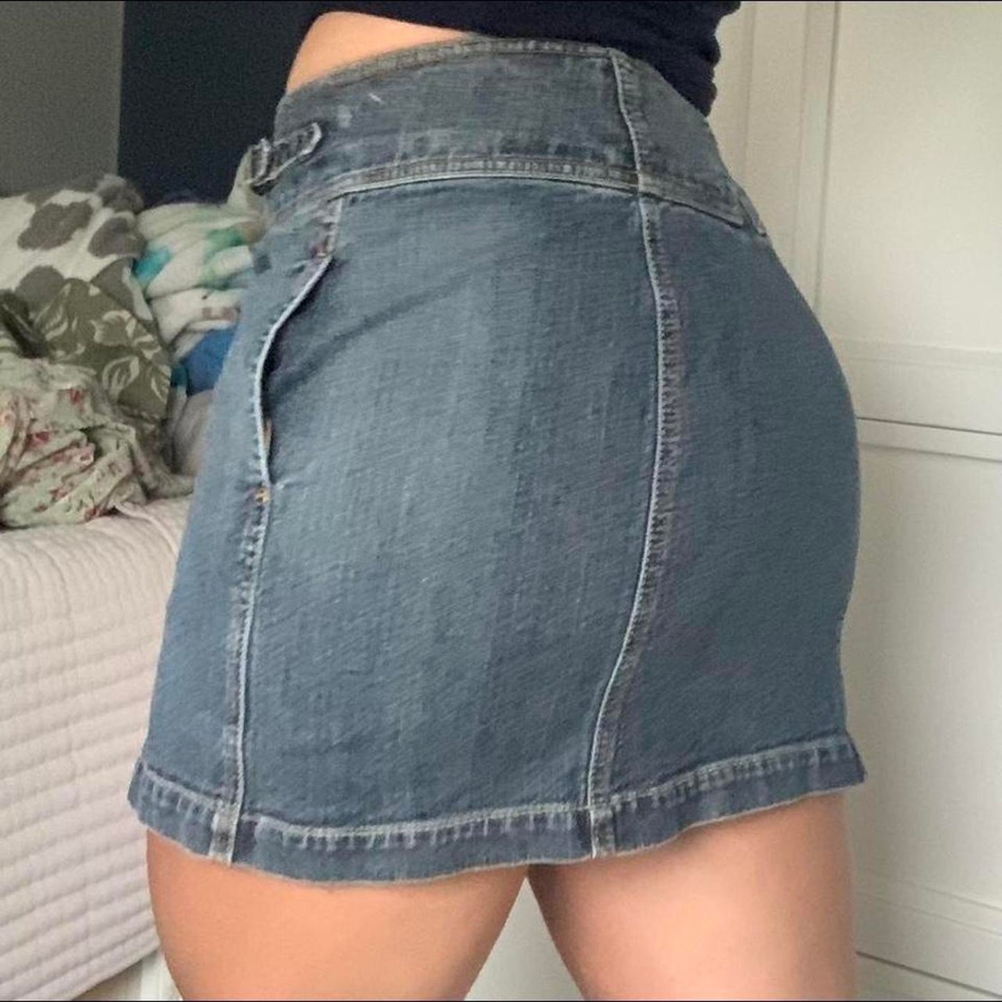 Denim Button Up Mini Skirt