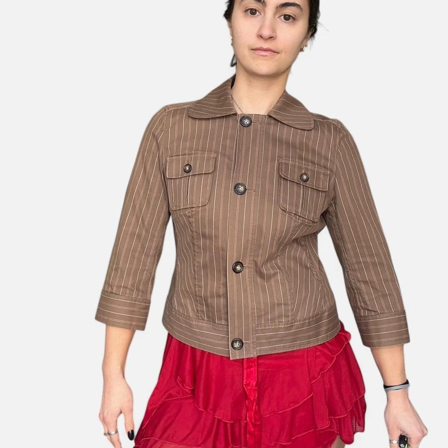 Striped  Button Up Jacket
