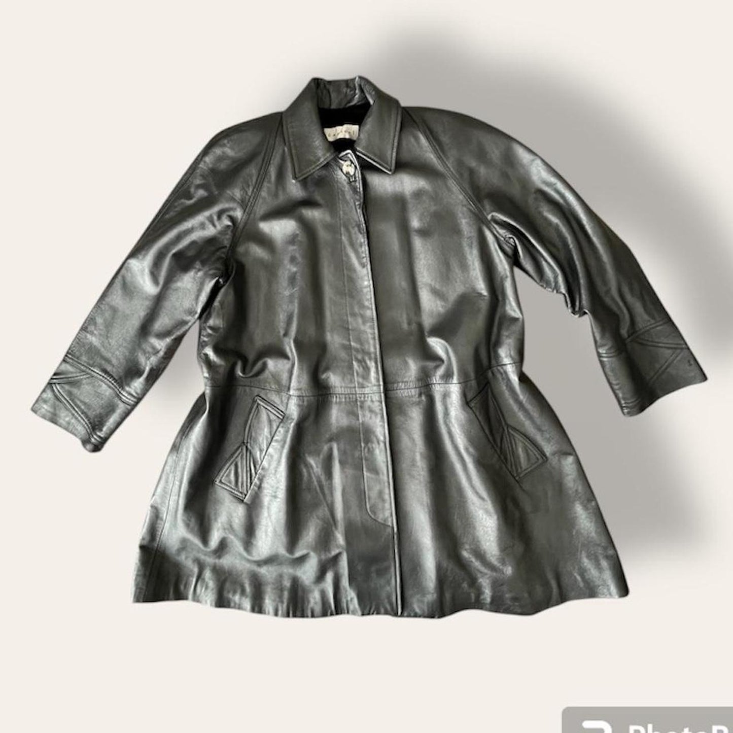 Silver Metallic Leather Coat