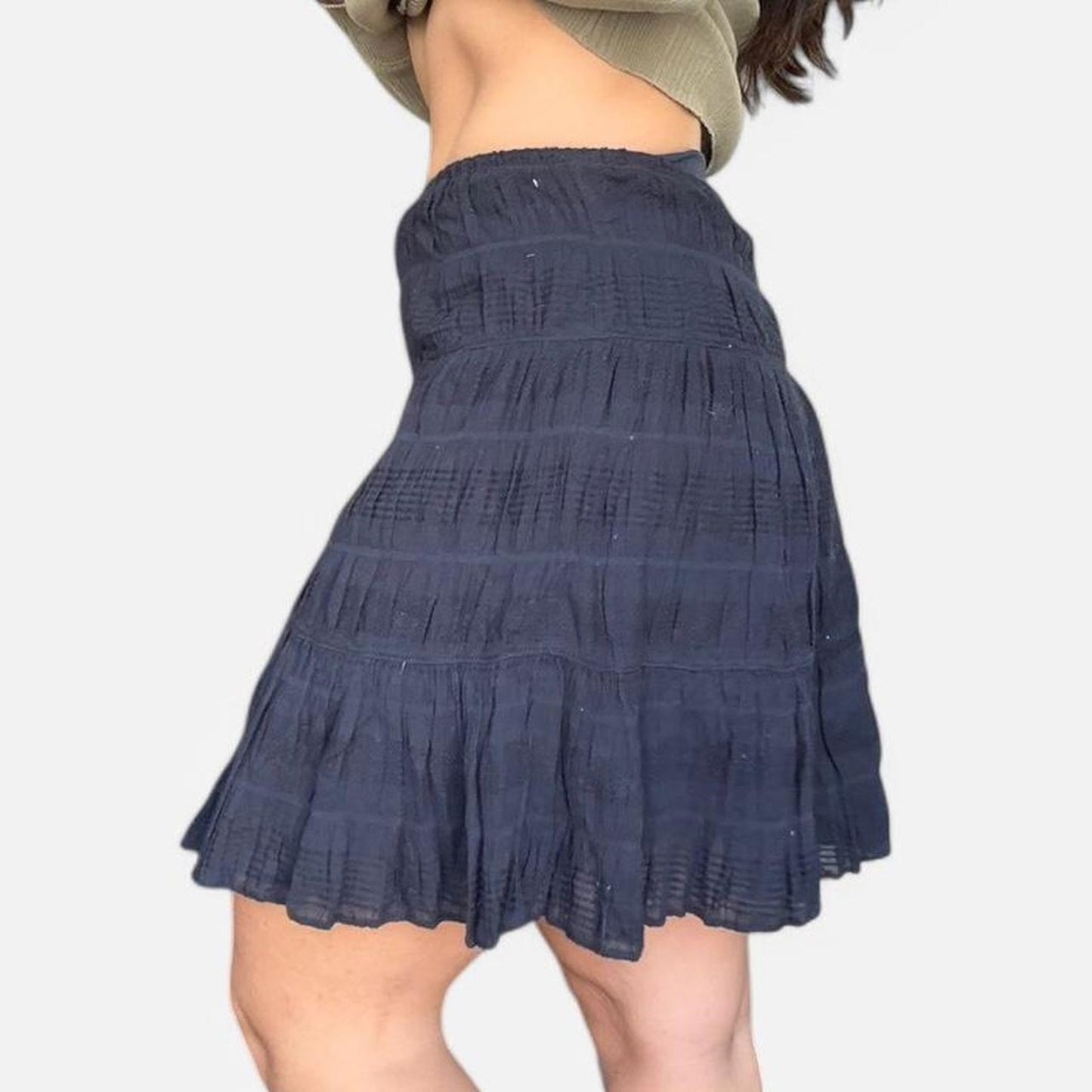 Navy Tiered Skirt