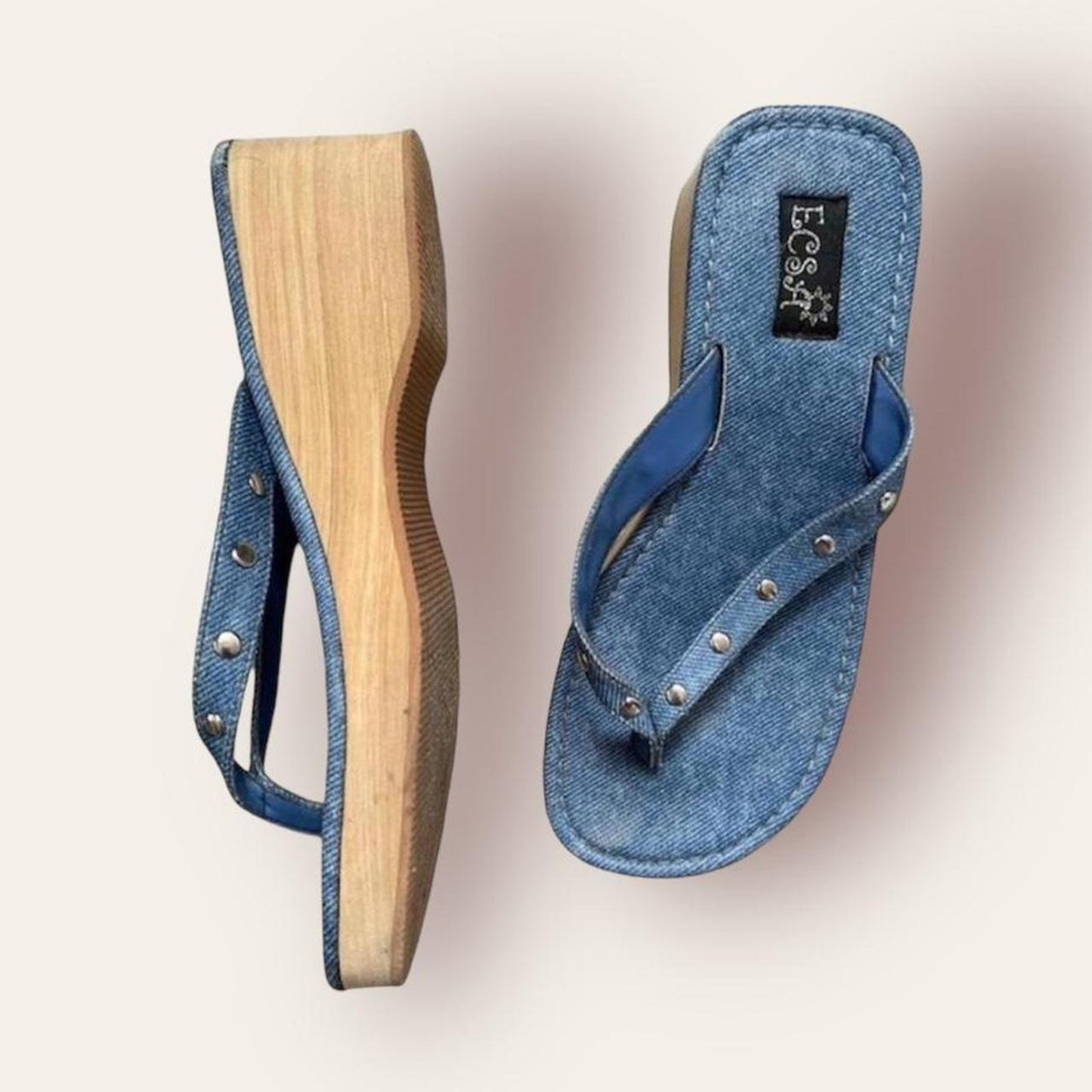 Y2k Denim Platform Sandals