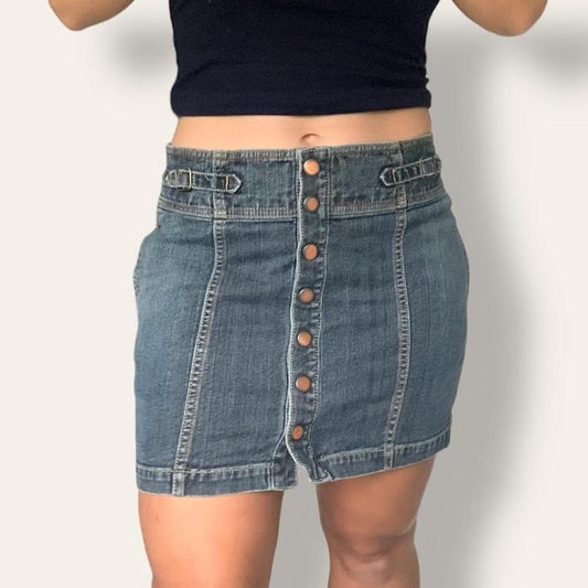 Denim Button Up Mini Skirt