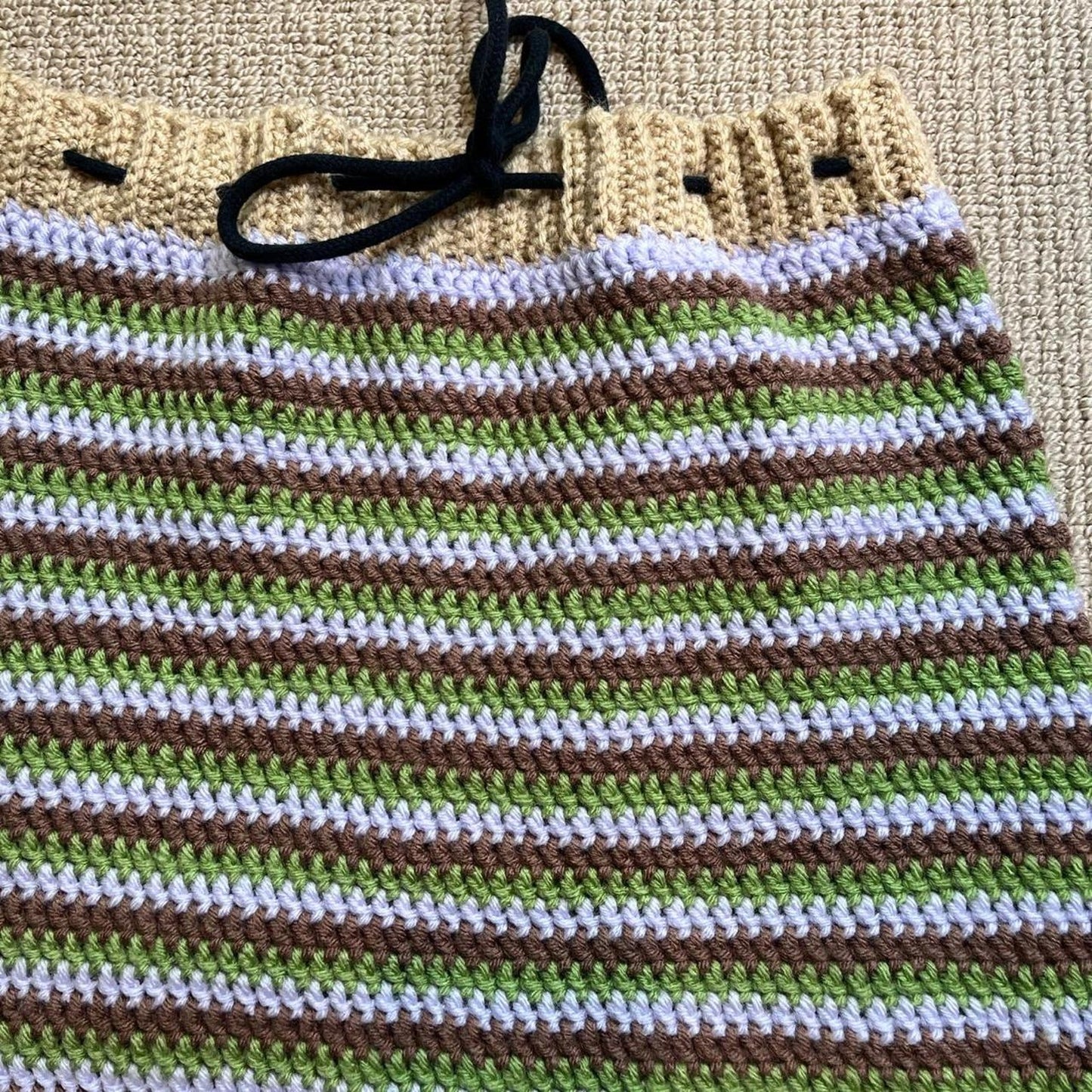 Striped Crochet Mini Skirt