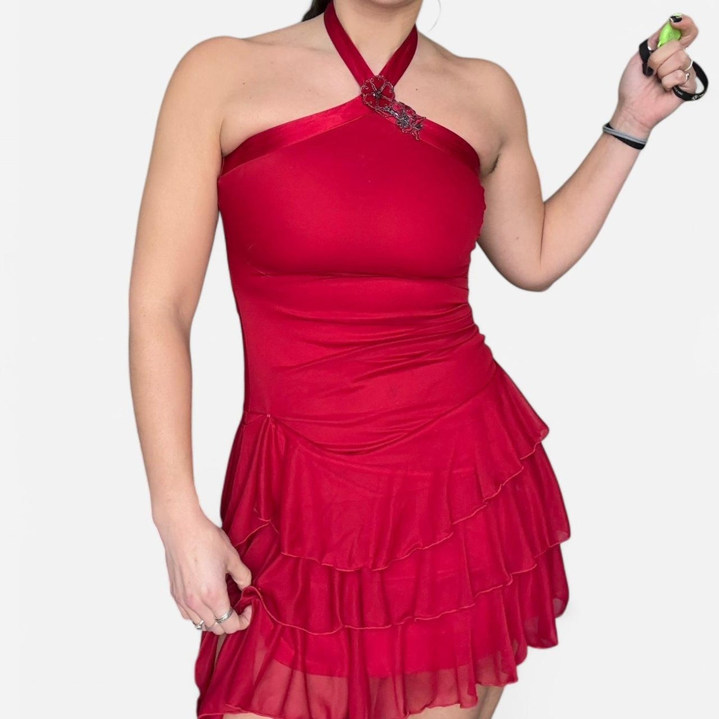 Red Ruffle Mini Dress