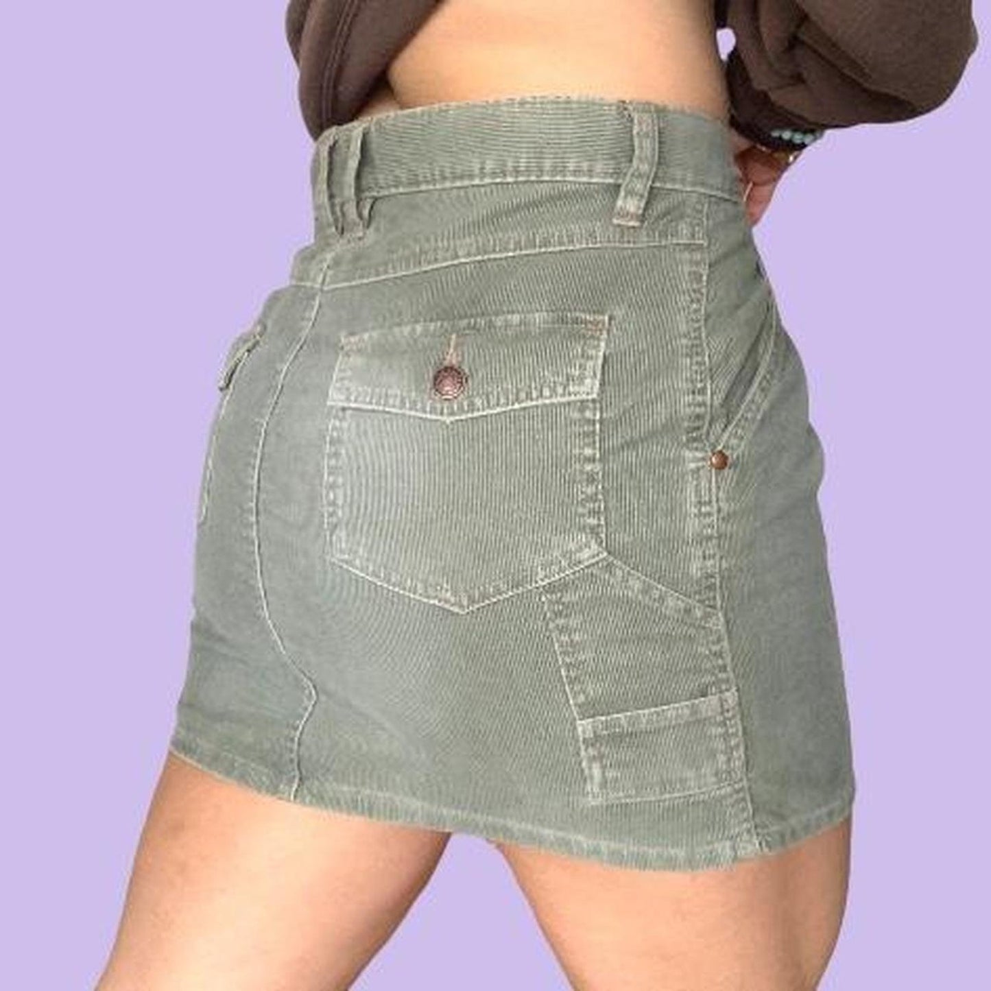Green Corduroy Mini Skirt