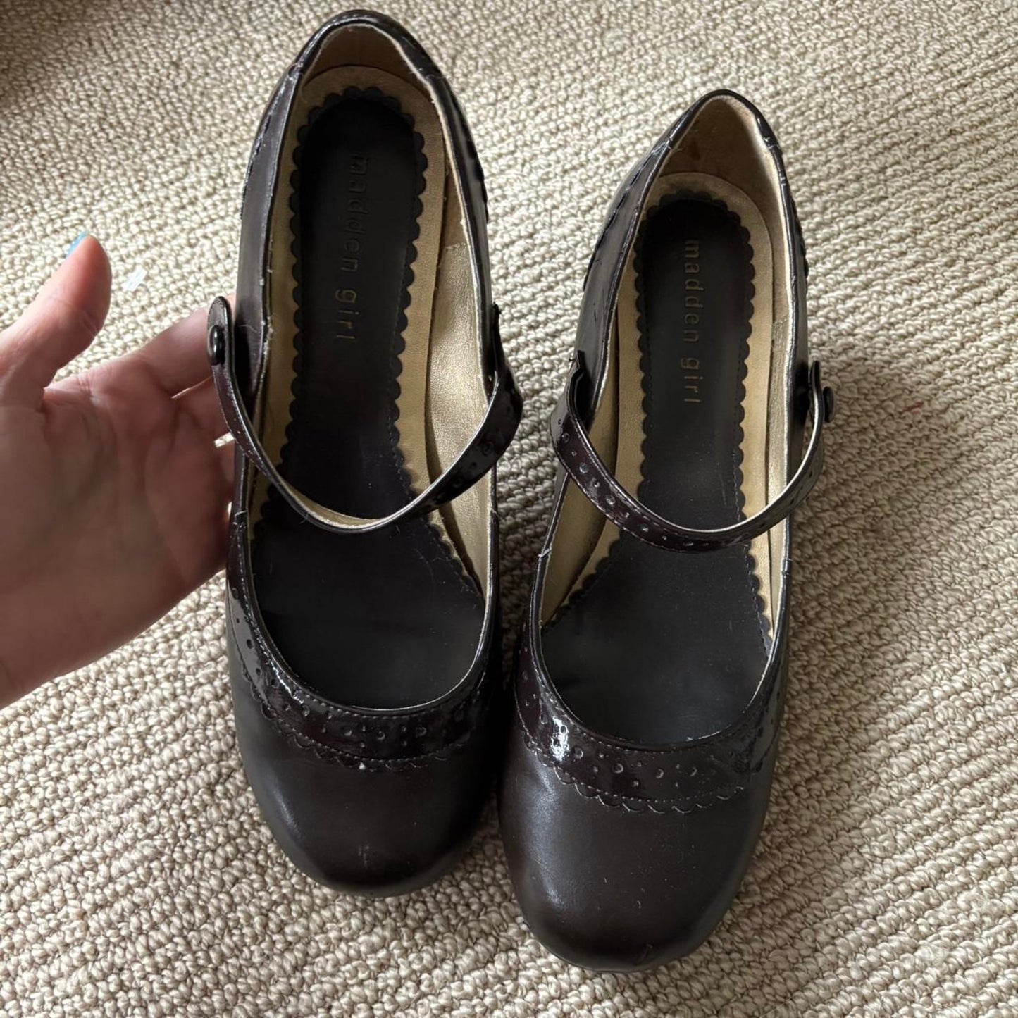Brown Mary Jane Kitten Heels