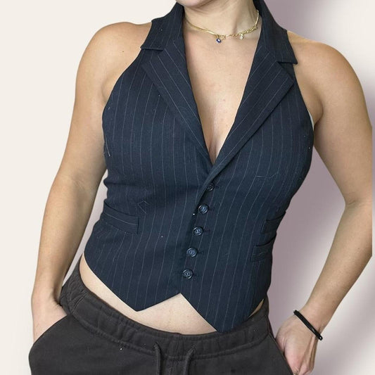 Halter Pinstripe Vest
