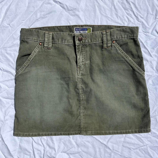 Green Corduroy Mini Skirt