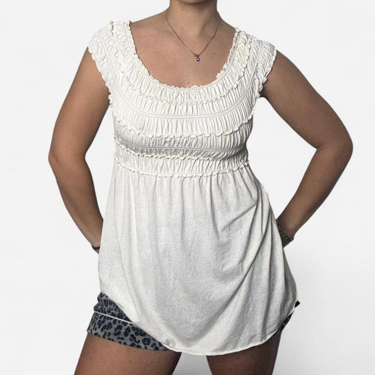 Cream Babydoll Top