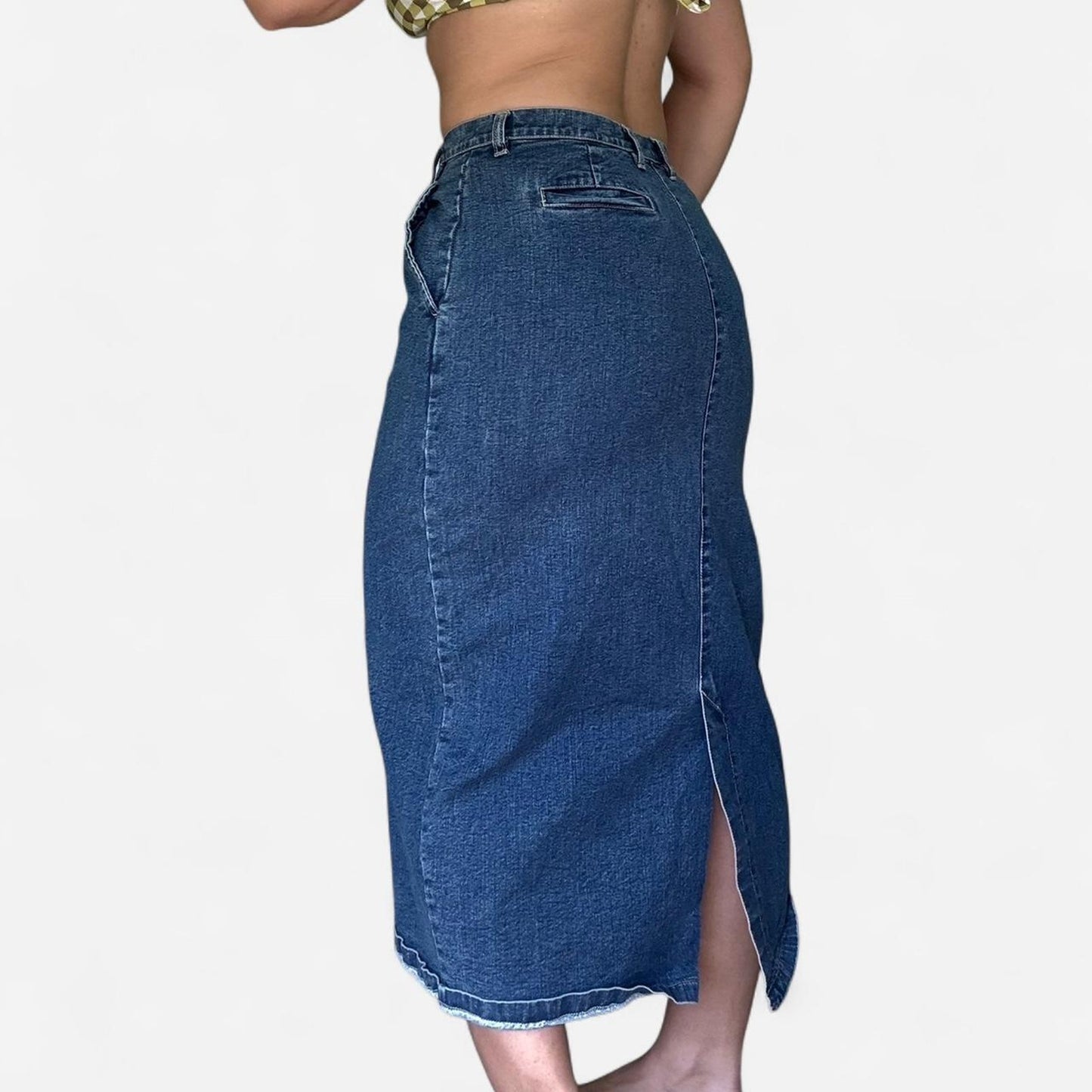 Dark Wash Denim Maxi Skirt
