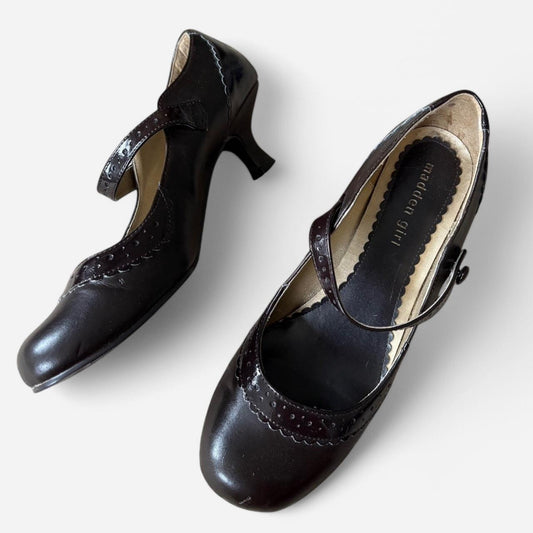 Brown Mary Jane Kitten Heels