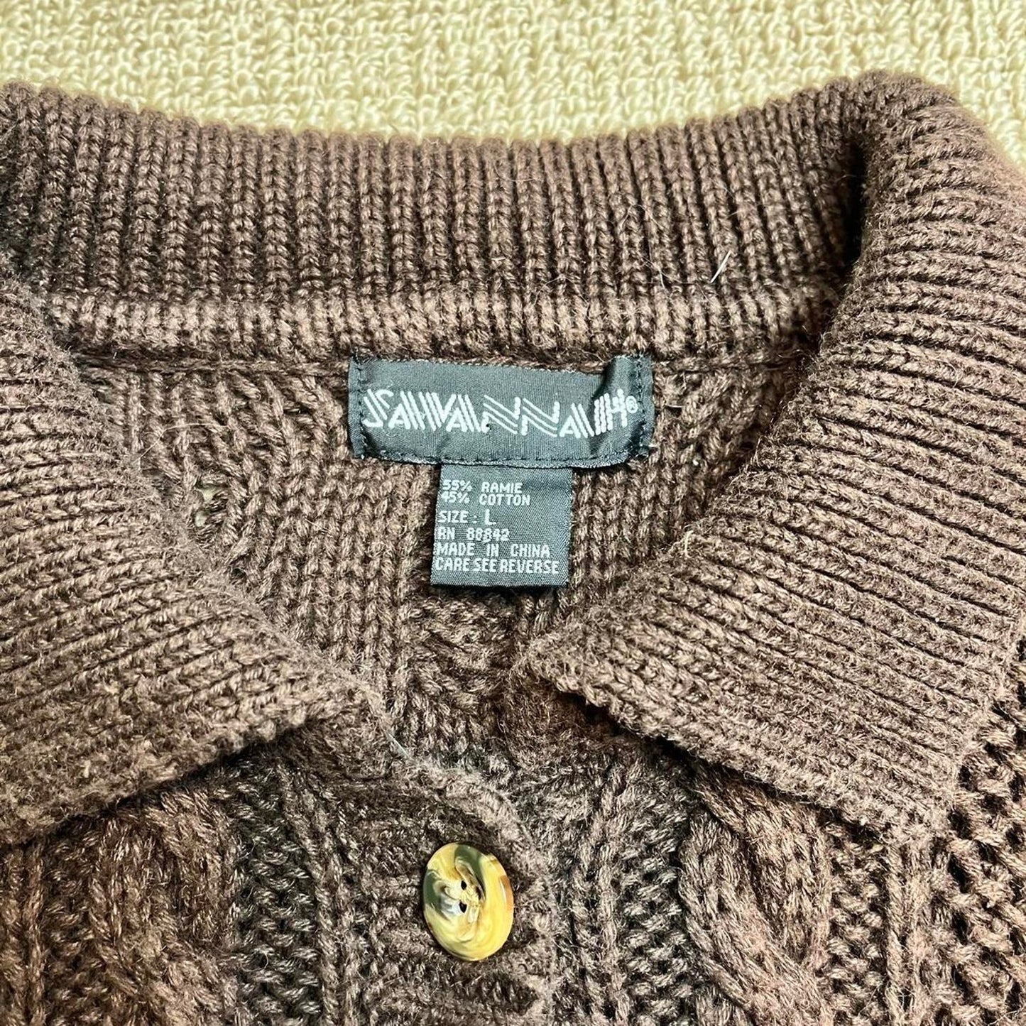 Brown Cable Knit Cardigan