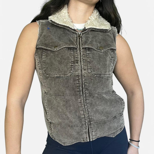 Corduroy Faux Fur Vest