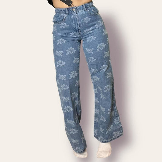 Rose Print Jeans