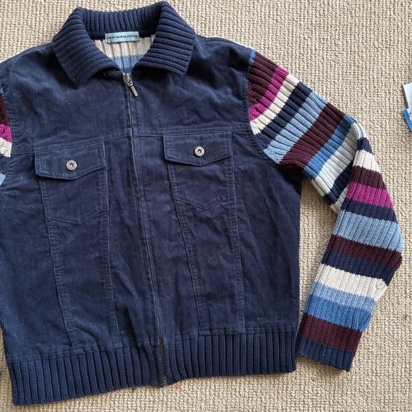 Striped Knit/ Corduroy Jacket