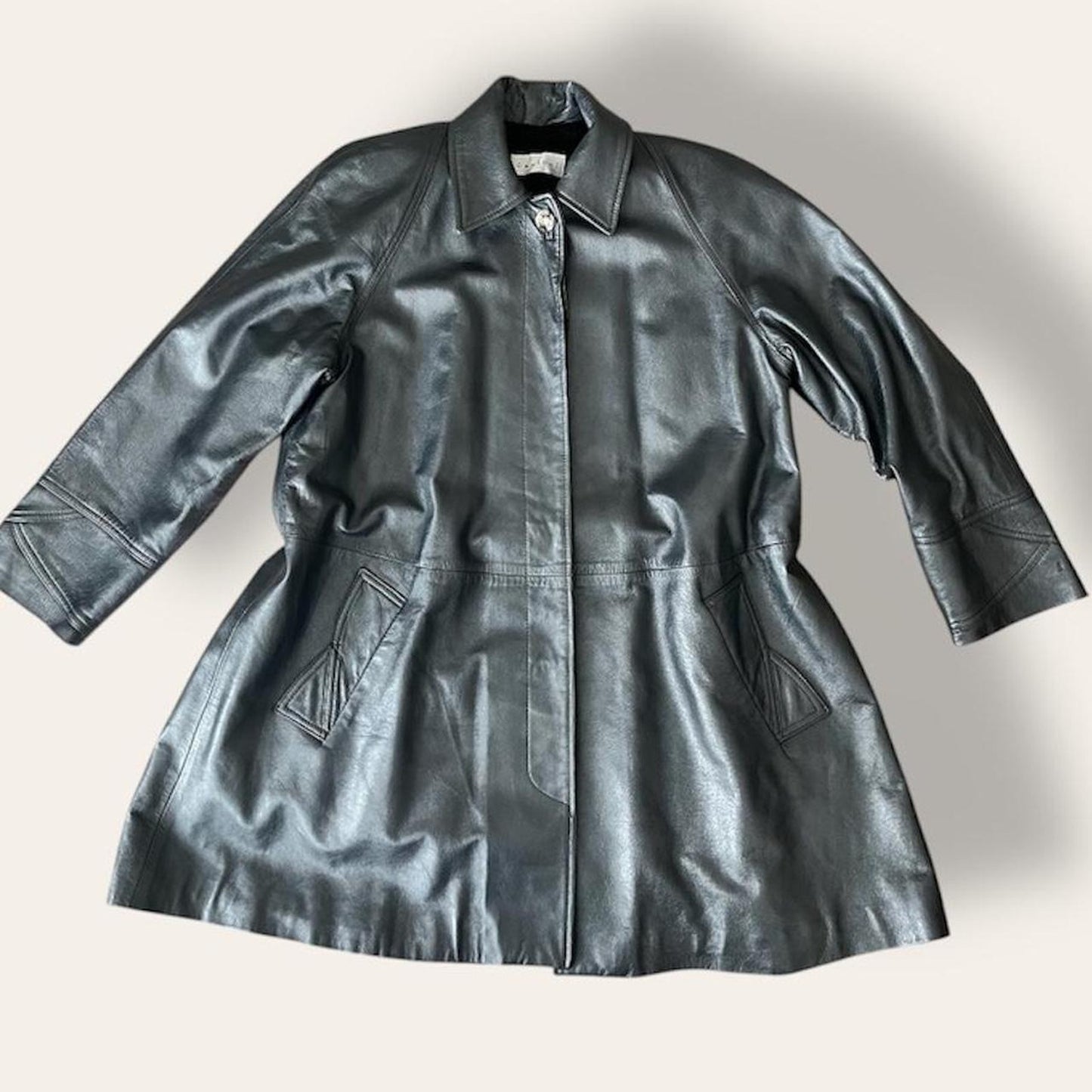 Silver Metallic Leather Coat