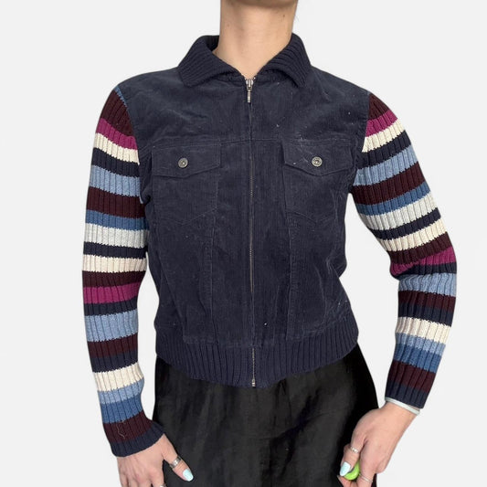 Striped Knit/ Corduroy Jacket
