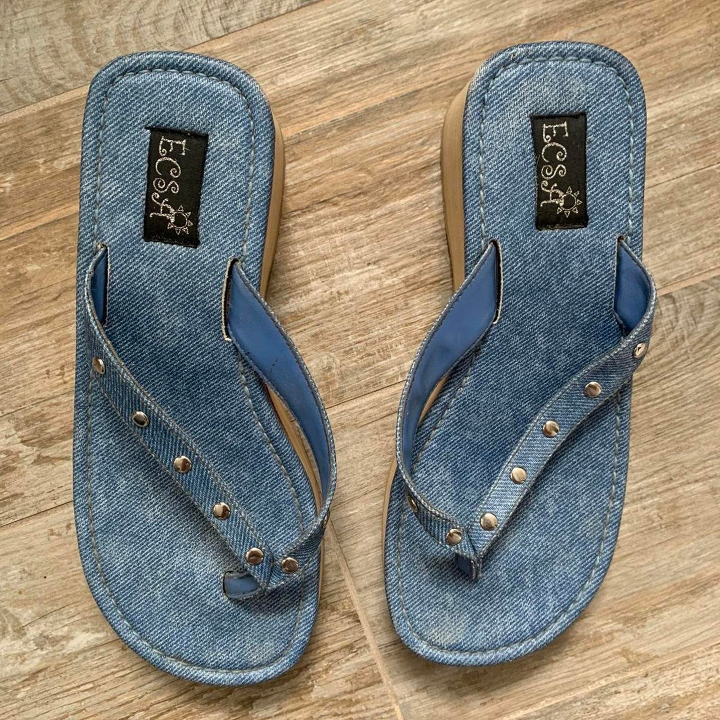 Y2k Denim Platform Sandals