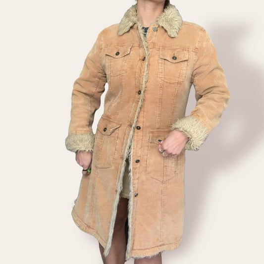 Sherpa & Corduroy Long Coat