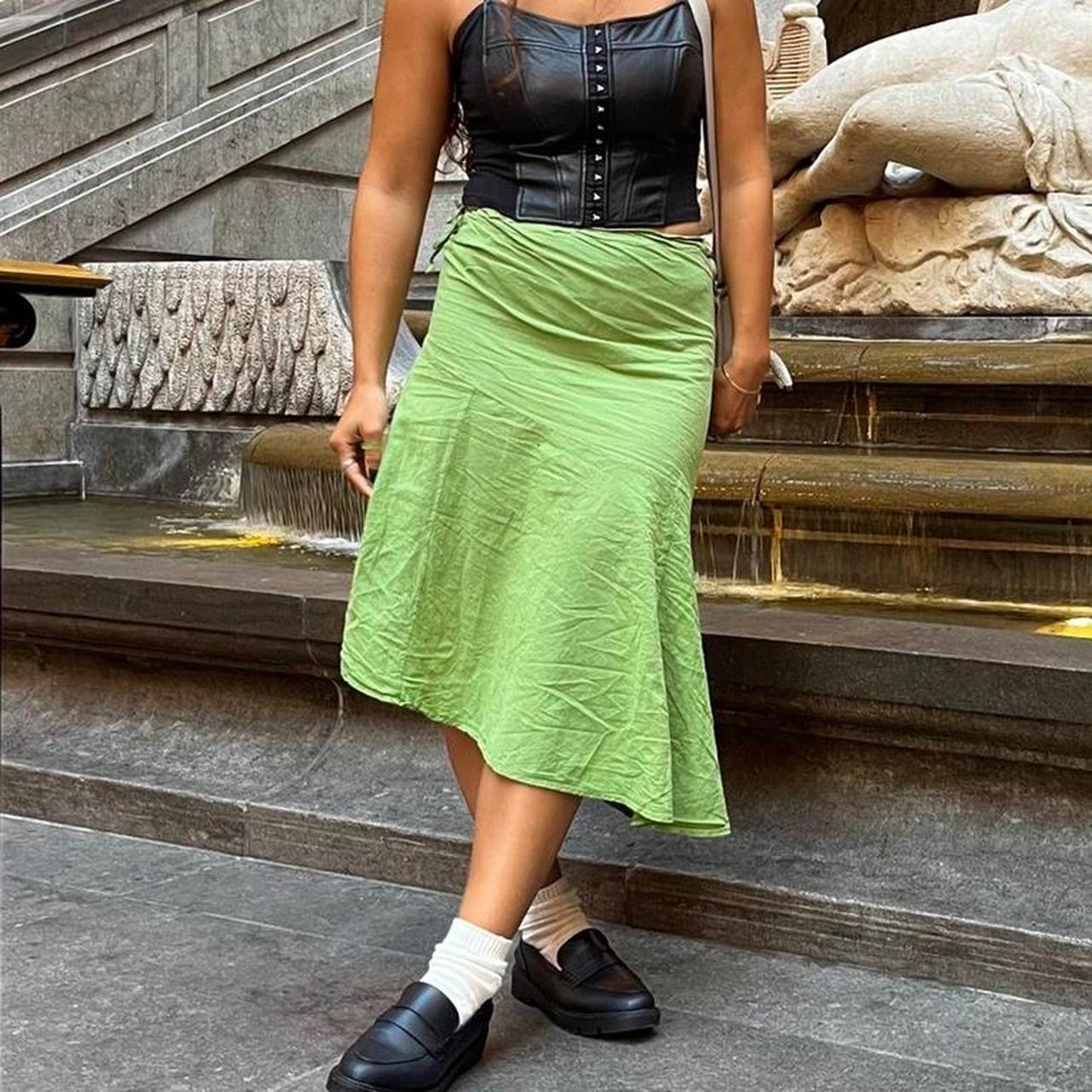 Asymmetrical Green Skirt
